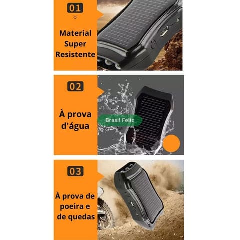 Brasil Feliz Chaveiro Carregador Portátil Power Bank Energia Solar Com Entrada USB