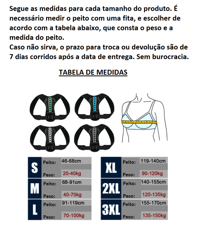 Corretor Postural Ajustável Unisex